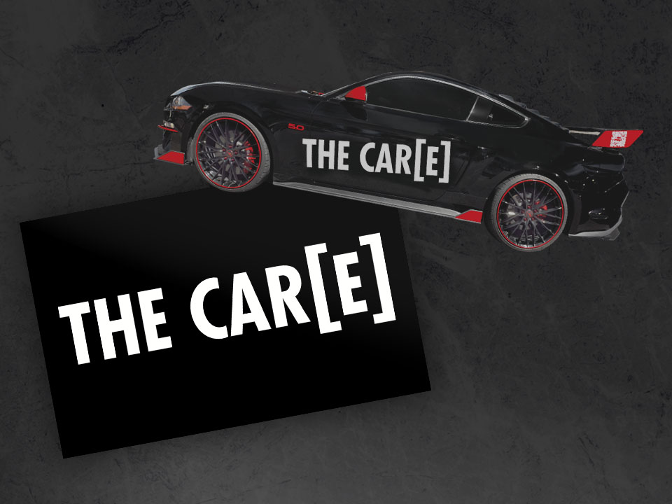 The Care car air freshener and sticker